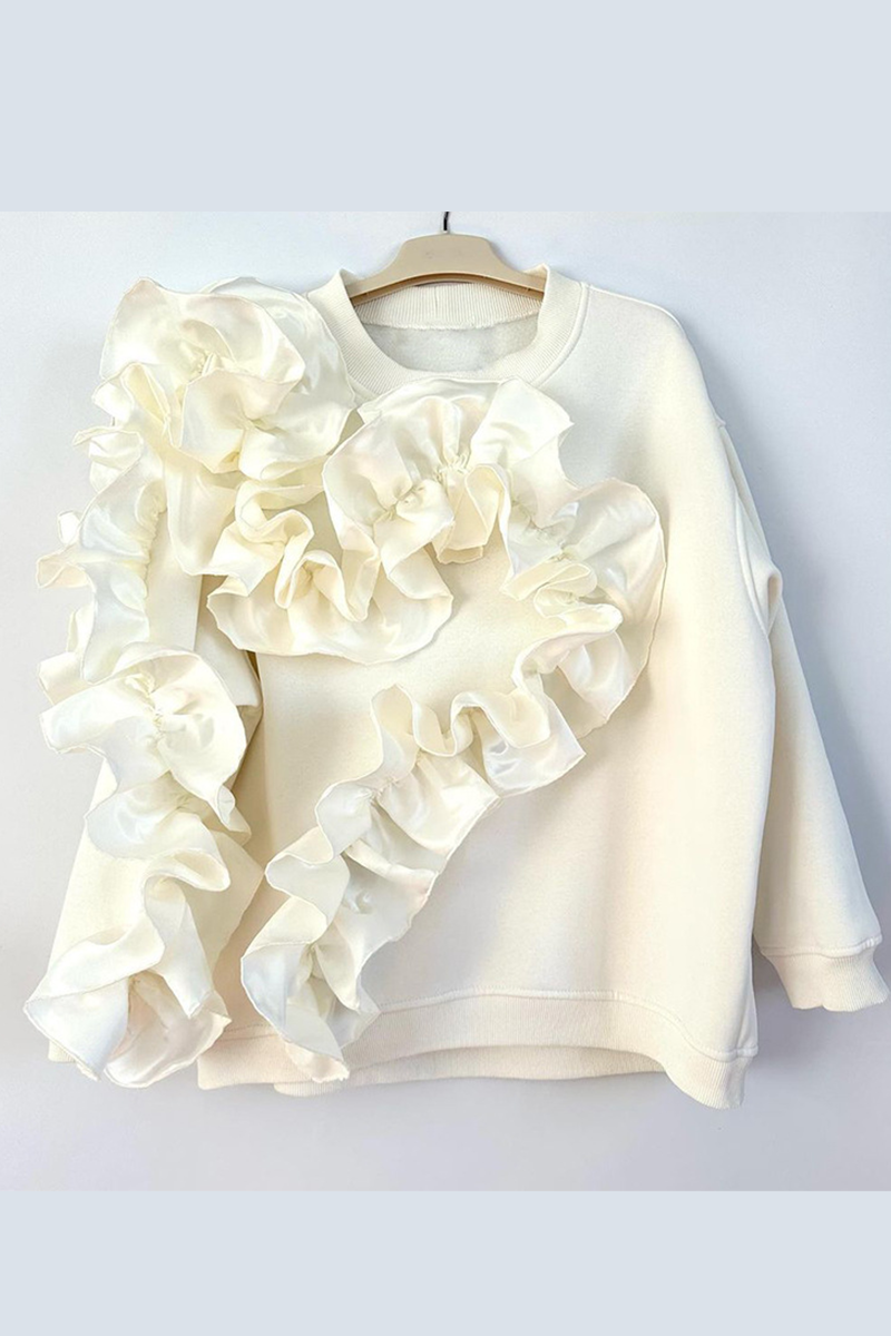 Sweats décontractés à col rond en forme de fleur