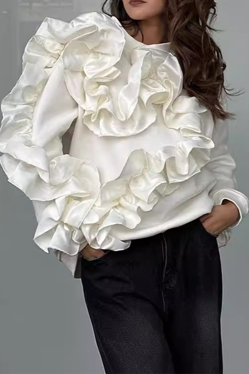 Sweats décontractés à col rond en forme de fleur