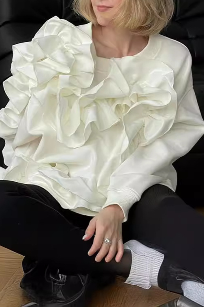 Sweats décontractés à col rond en forme de fleur