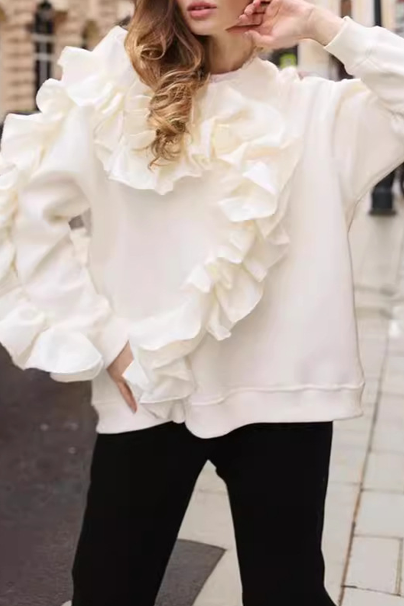 Sweats décontractés à col rond en forme de fleur