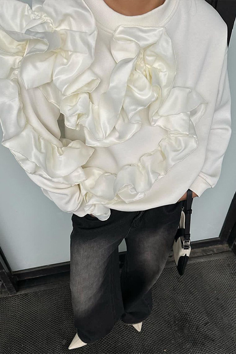 Sweats décontractés à col rond en forme de fleur