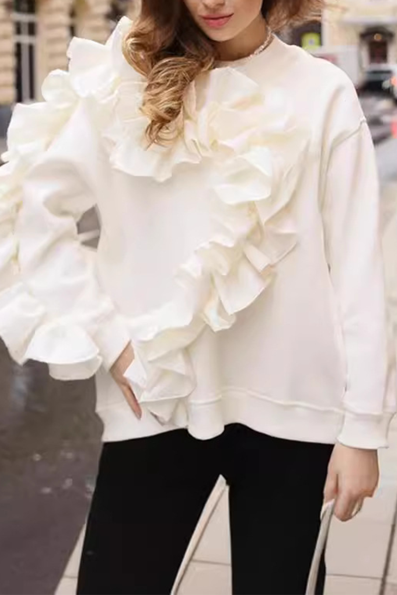 Sweats décontractés à col rond en forme de fleur