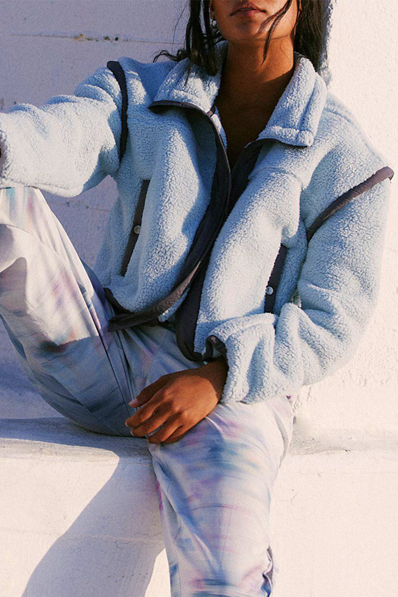 Vêtements d'extérieur décontractés, patchwork, fermeture éclair, col mandarin contrasté (5 couleurs)