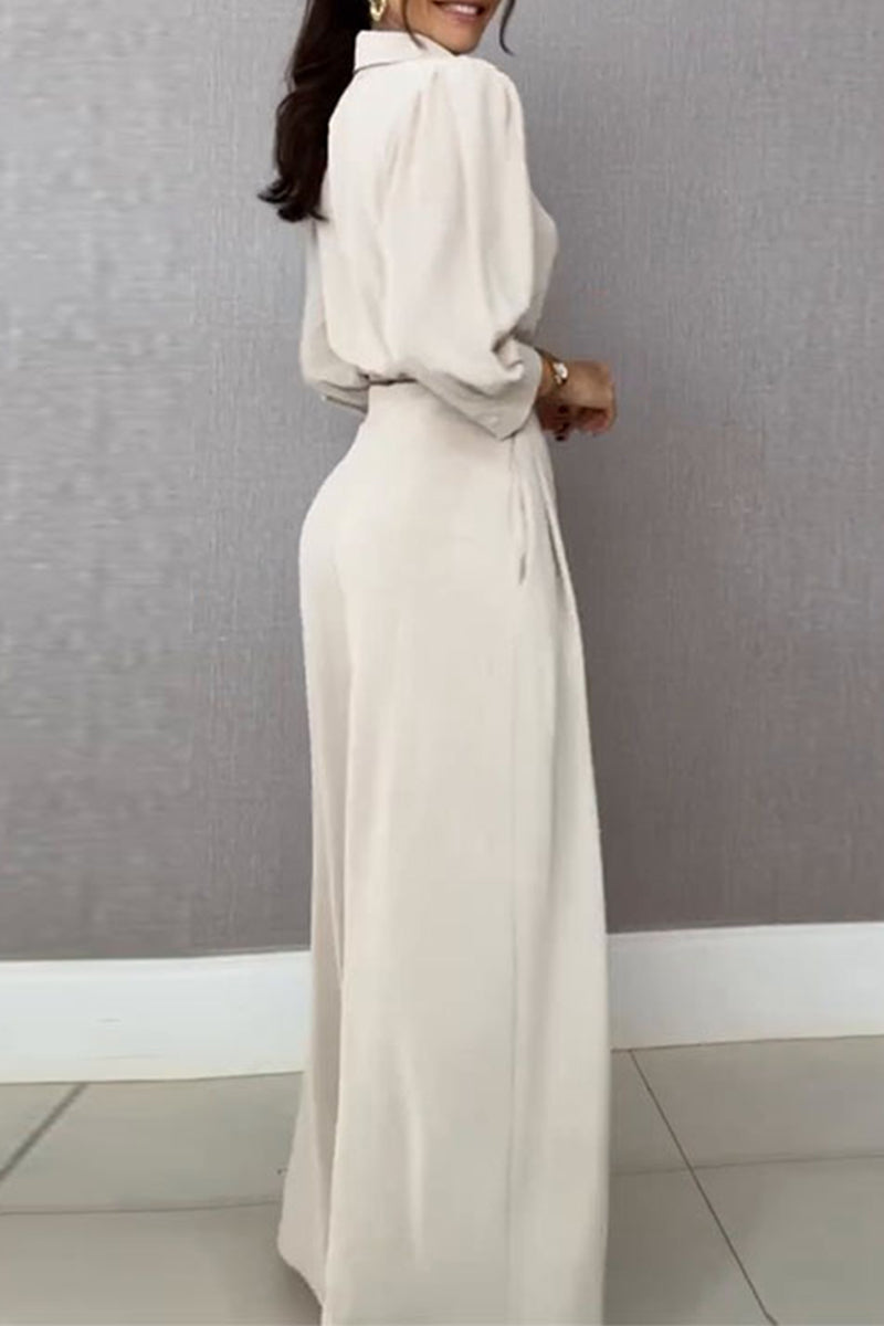 Ensemble deux pièces décontracté à porter au quotidien, avec col montant à lacets et manches longues.