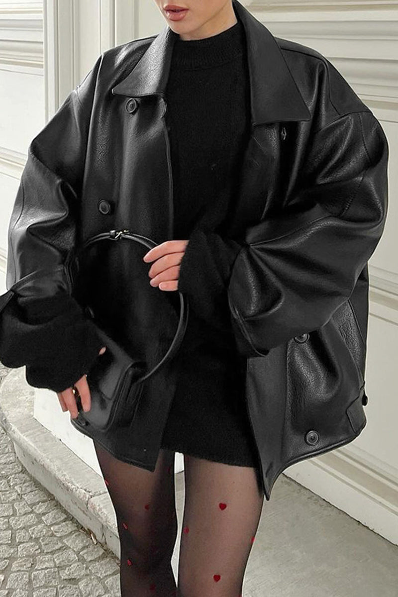 Vêtements d'extérieur décontractés, style streetwear, à boutons, col rabattu.