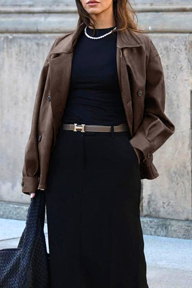 Vêtements d'extérieur décontractés, style streetwear, à boutons, col rabattu.