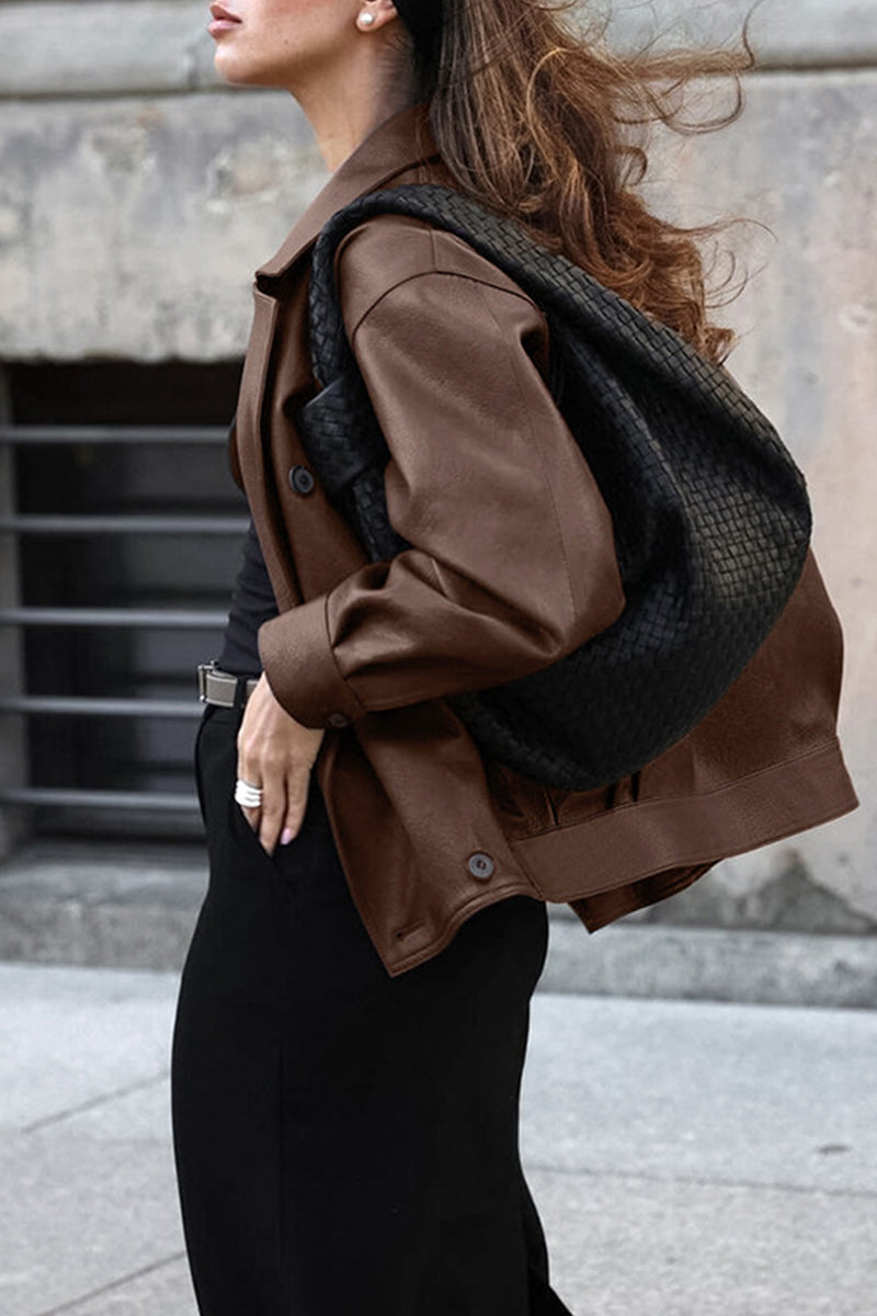 Vêtements d'extérieur décontractés, style streetwear, à boutons, col rabattu.