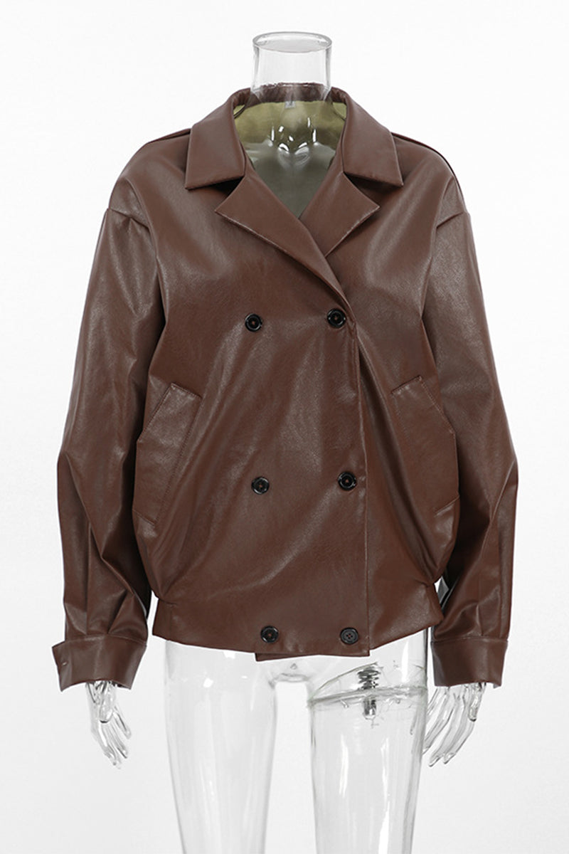 Vêtements d'extérieur décontractés, style streetwear, à boutons, col rabattu.