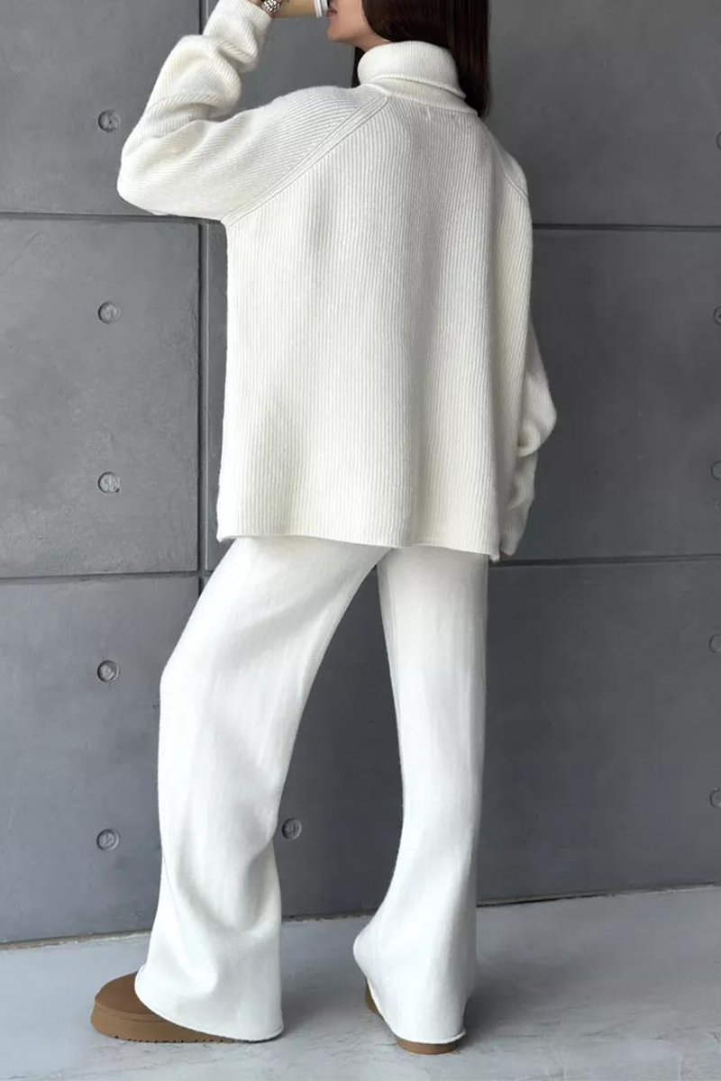 Ensemble deux pièces décontracté à manches longues avec col zippé (6 couleurs)