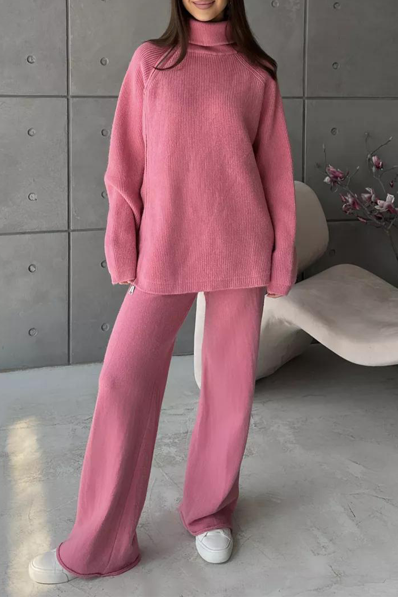 Ensemble deux pièces décontracté à manches longues avec col zippé (6 couleurs)