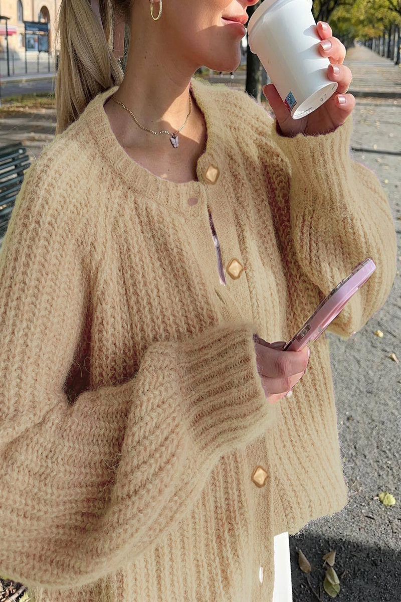 Vêtements d'extérieur à col rond et boutons, style décontracté (4 couleurs)