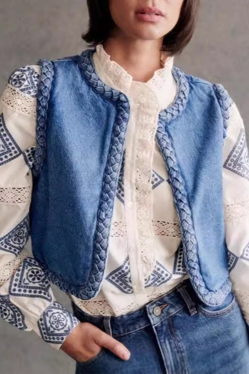 Gilets sans manches à col rond en tissu uni, style décontracté