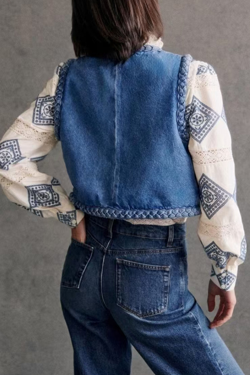 Gilets sans manches à col rond en tissu uni, style décontracté