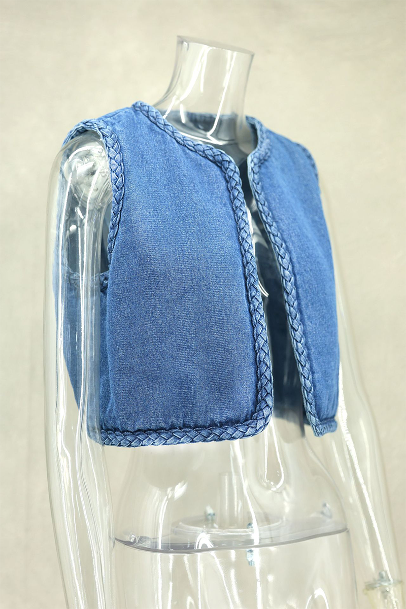 Gilets sans manches à col rond en tissu uni, style décontracté