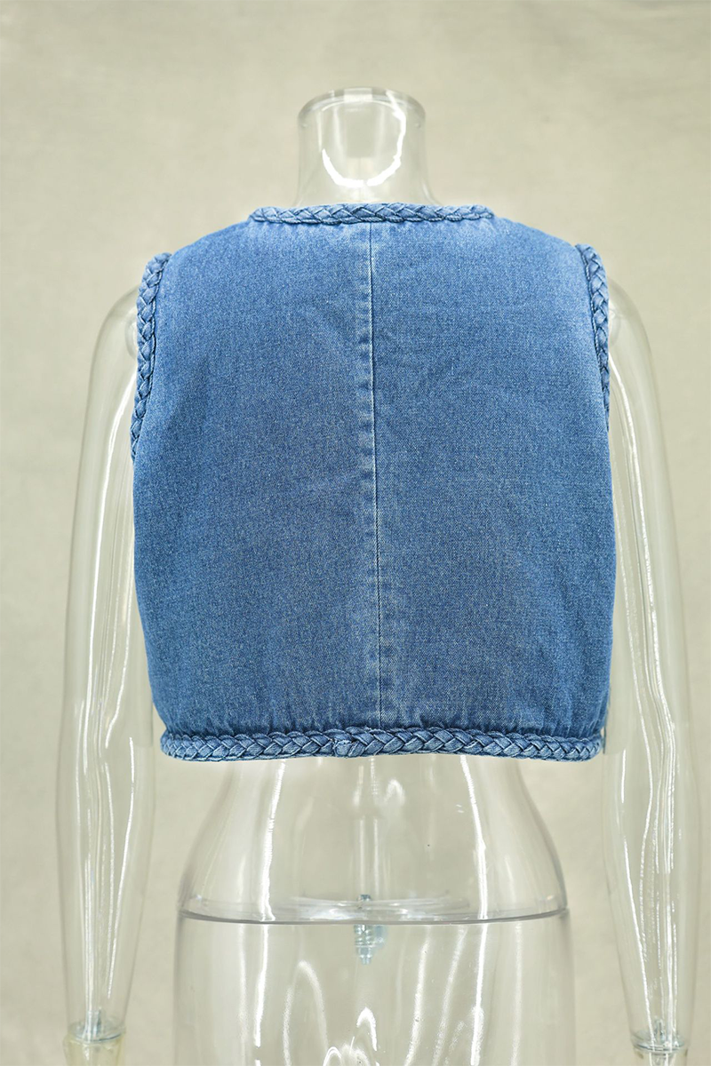 Gilets sans manches à col rond en tissu uni, style décontracté