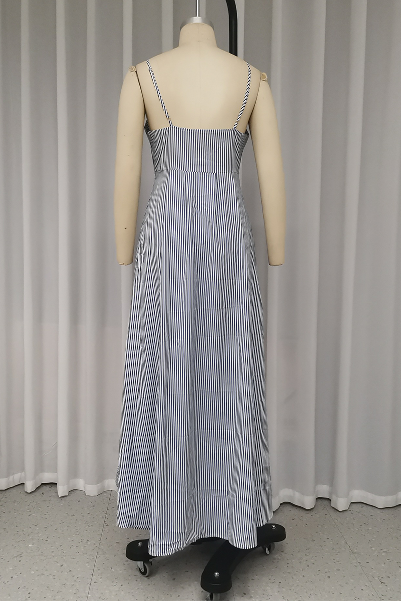 Combinaison sexy à rayures, patchwork, décolleté en V, sans manches, fendue, pour les vacances.