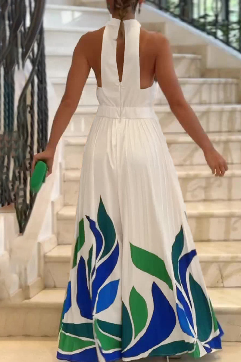 Combinaisons décontractées imprimées, dos nu, demi-col montant, longueur normale.