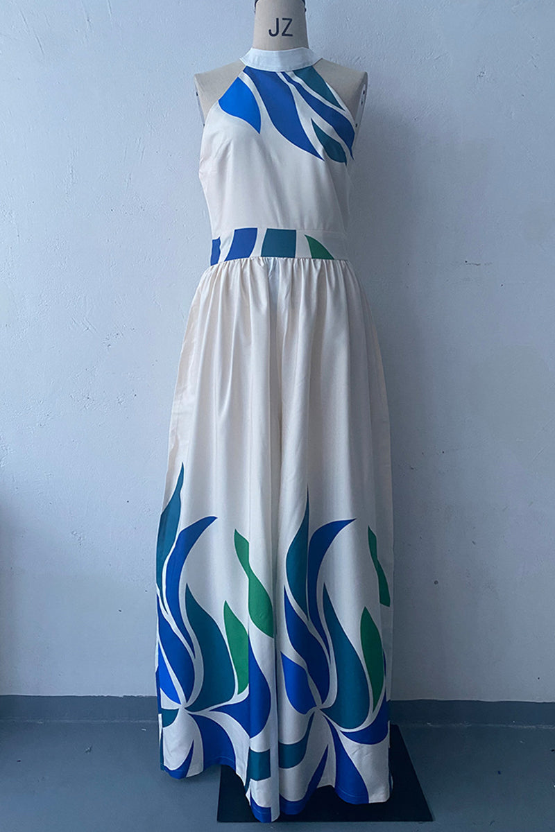 Combinaisons décontractées imprimées, dos nu, demi-col montant, longueur normale.