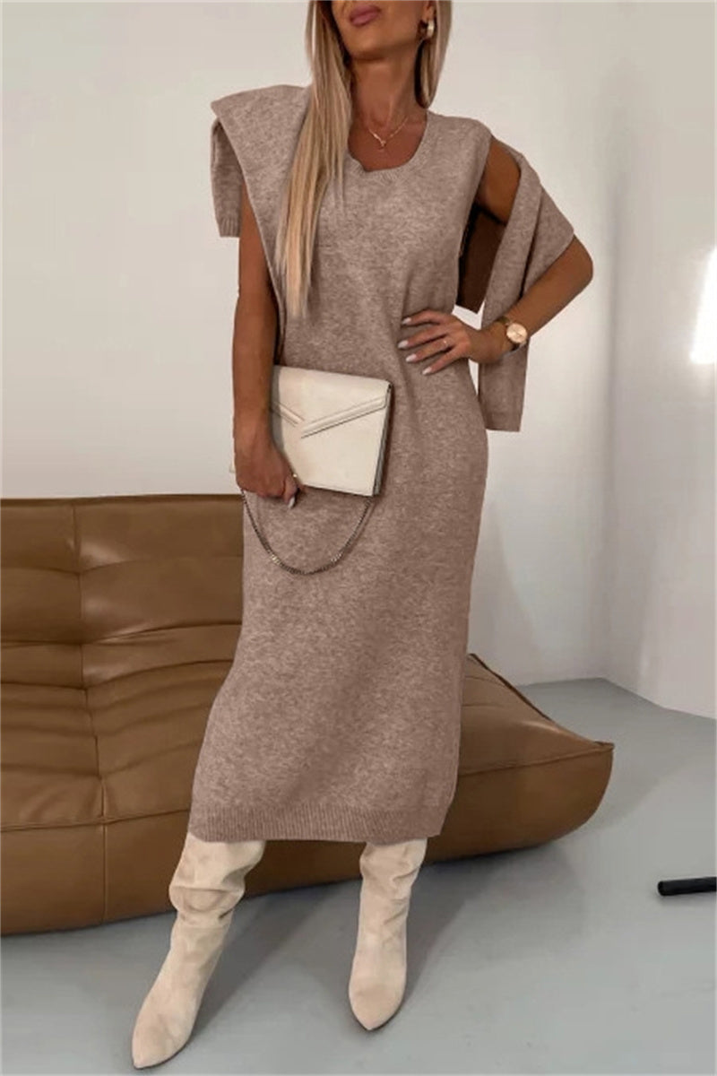 Ensemble deux pièces décontracté, col montant, manches longues (6 couleurs)