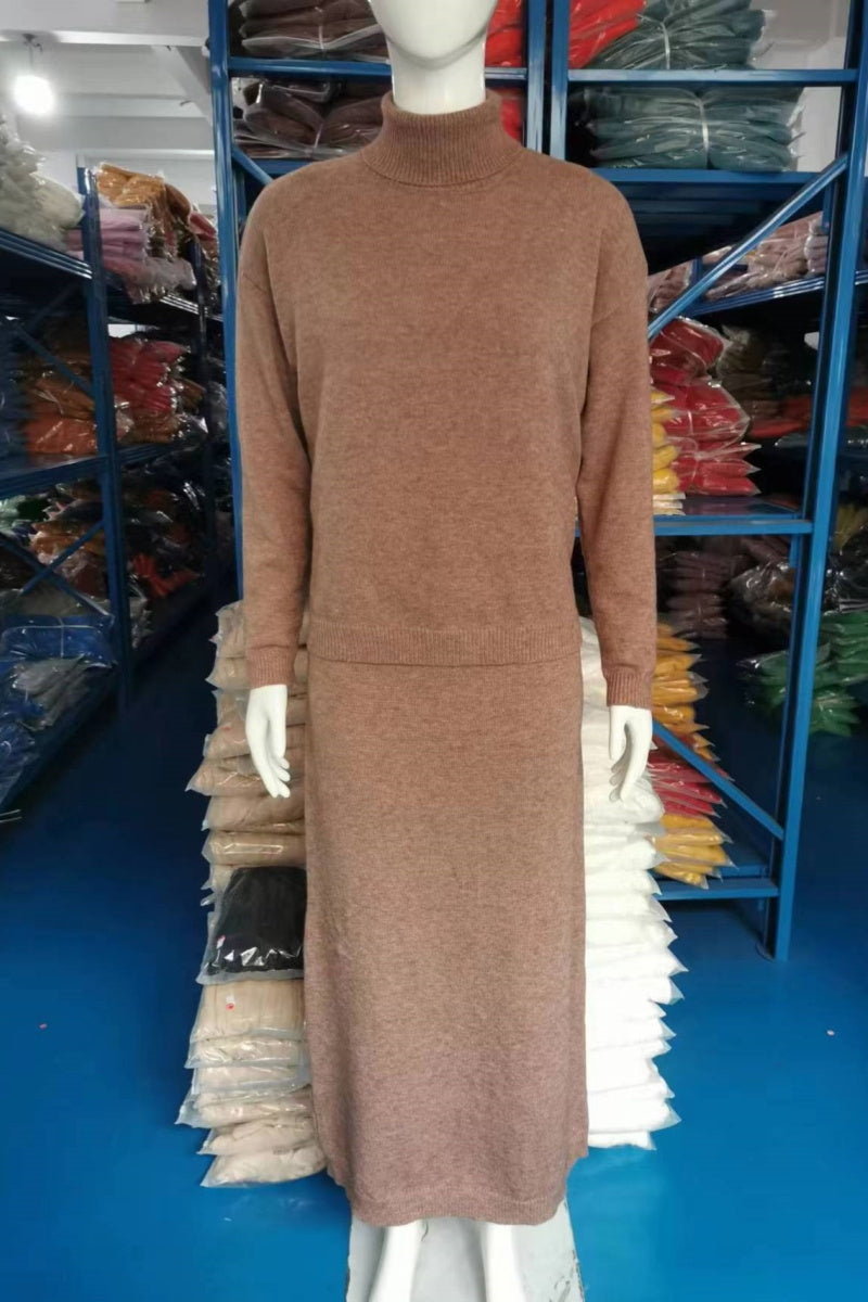 Ensemble deux pièces décontracté, col montant, manches longues (6 couleurs)