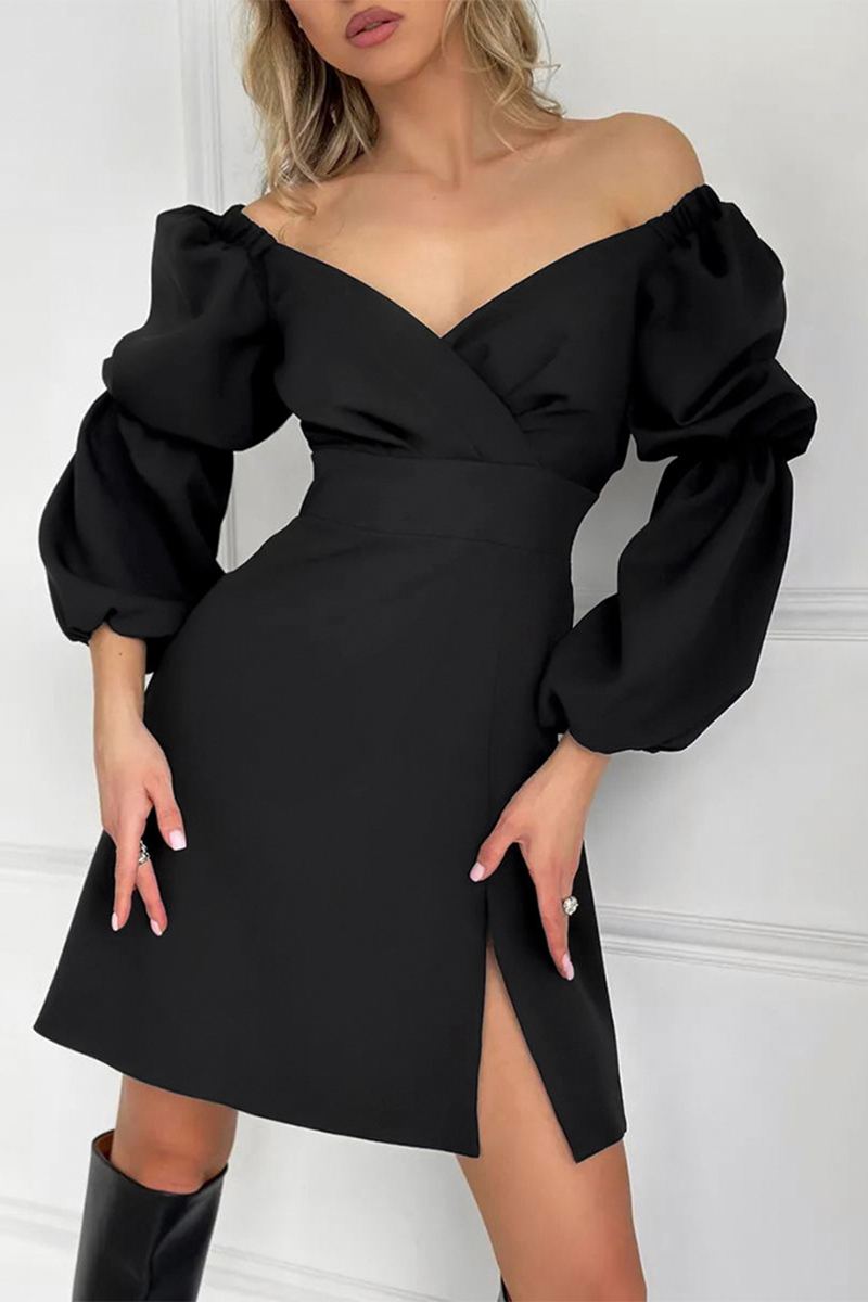 Robes Sexy à Décolleté en V, Taille Évasée et Fente