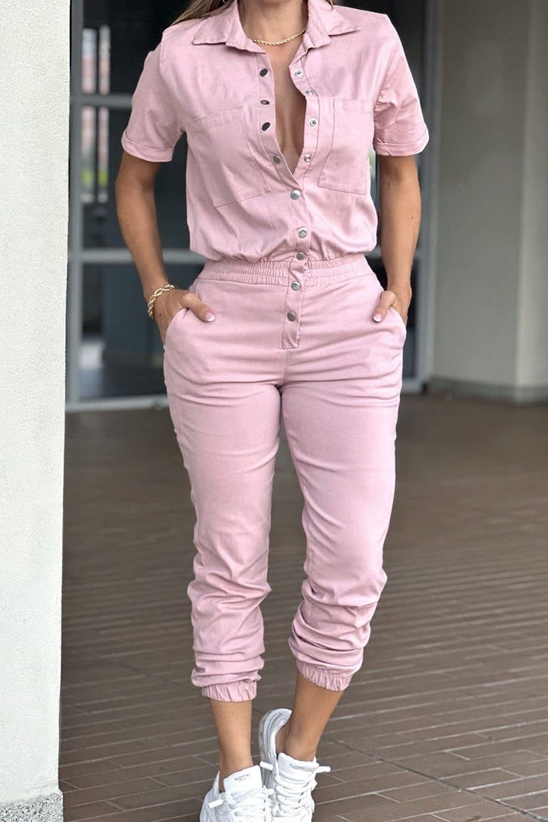 Combinaisons décontractées à poches, avec boucle, patchwork et col montant (4 couleurs)