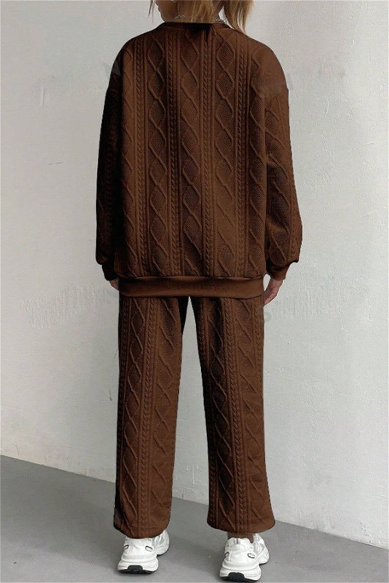 Ensemble deux pièces décontracté, col rond, manches longues (7 couleurs)