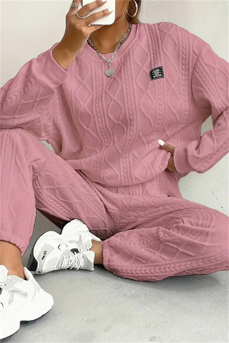 Ensemble deux pièces décontracté, col rond, manches longues (7 couleurs)