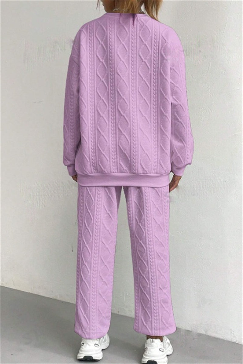 Ensemble deux pièces décontracté, col rond, manches longues (7 couleurs)