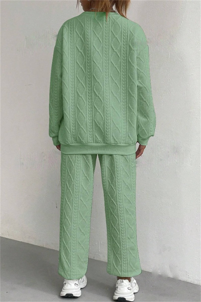 Ensemble deux pièces décontracté, col rond, manches longues (7 couleurs)