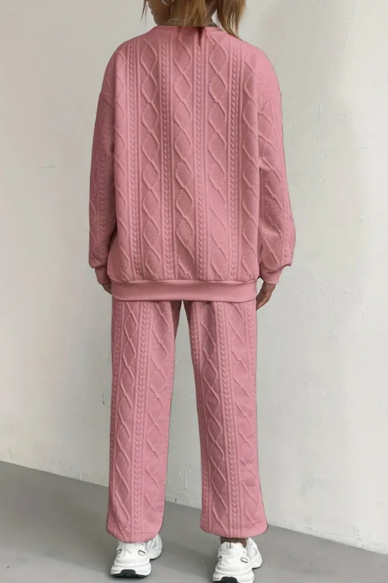 Ensemble deux pièces décontracté, col rond, manches longues (7 couleurs)