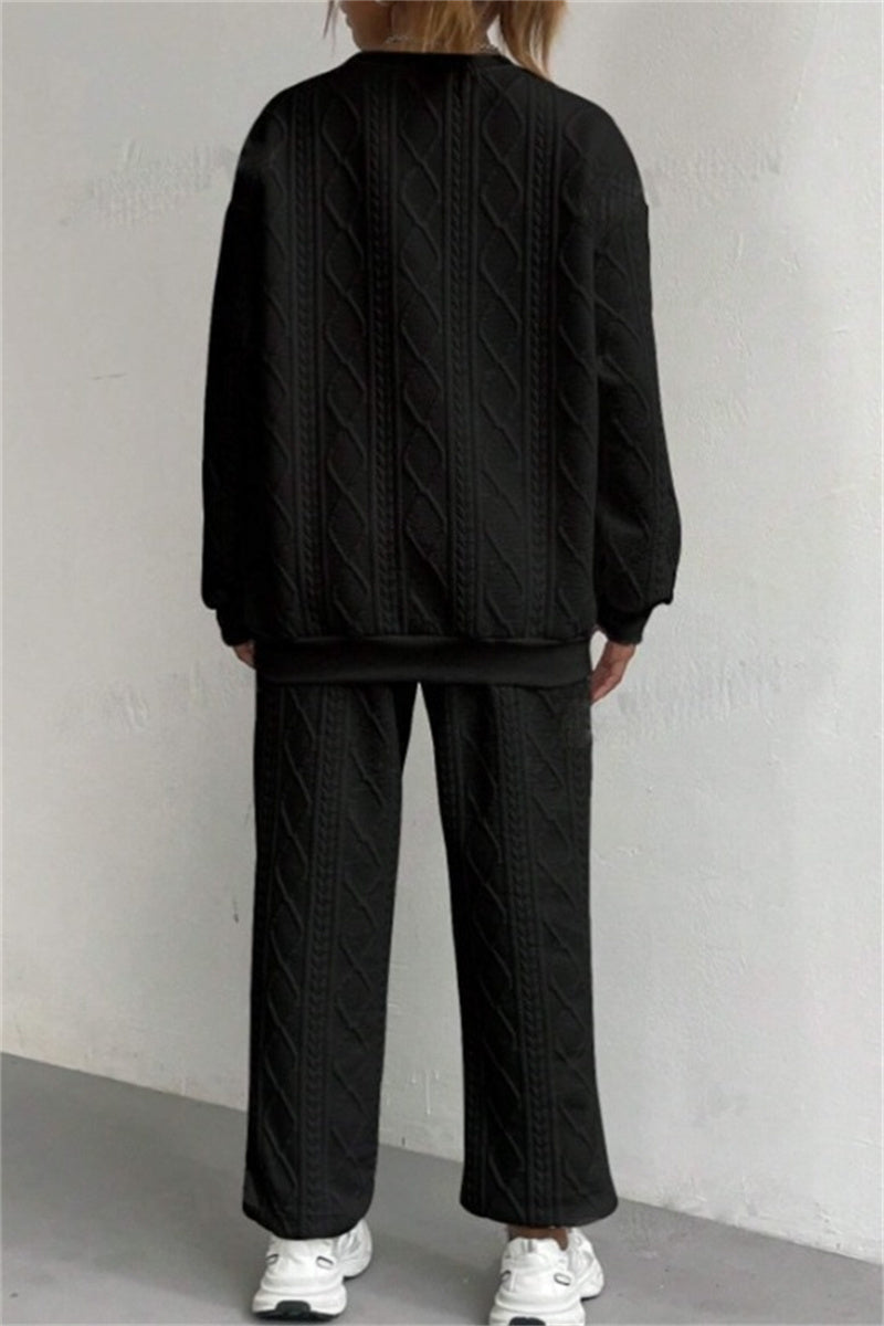 Ensemble deux pièces décontracté, col rond, manches longues (7 couleurs)