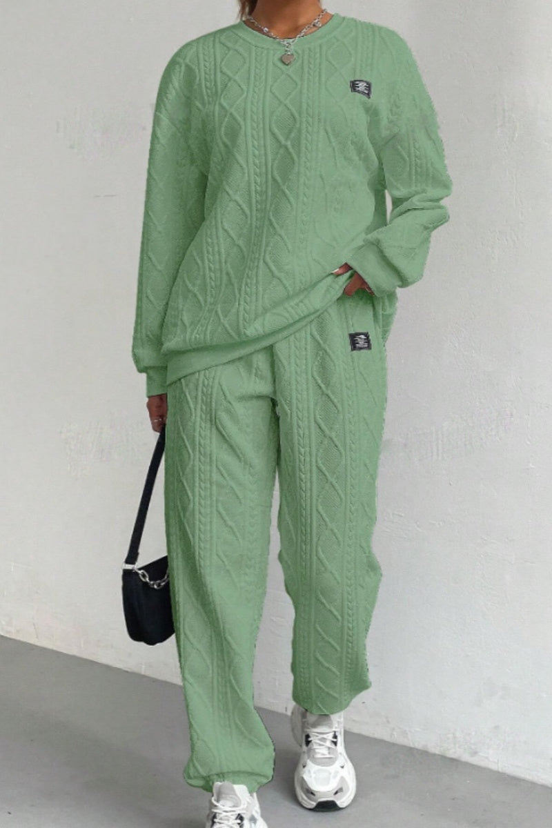 Ensemble deux pièces décontracté, col rond, manches longues (7 couleurs)