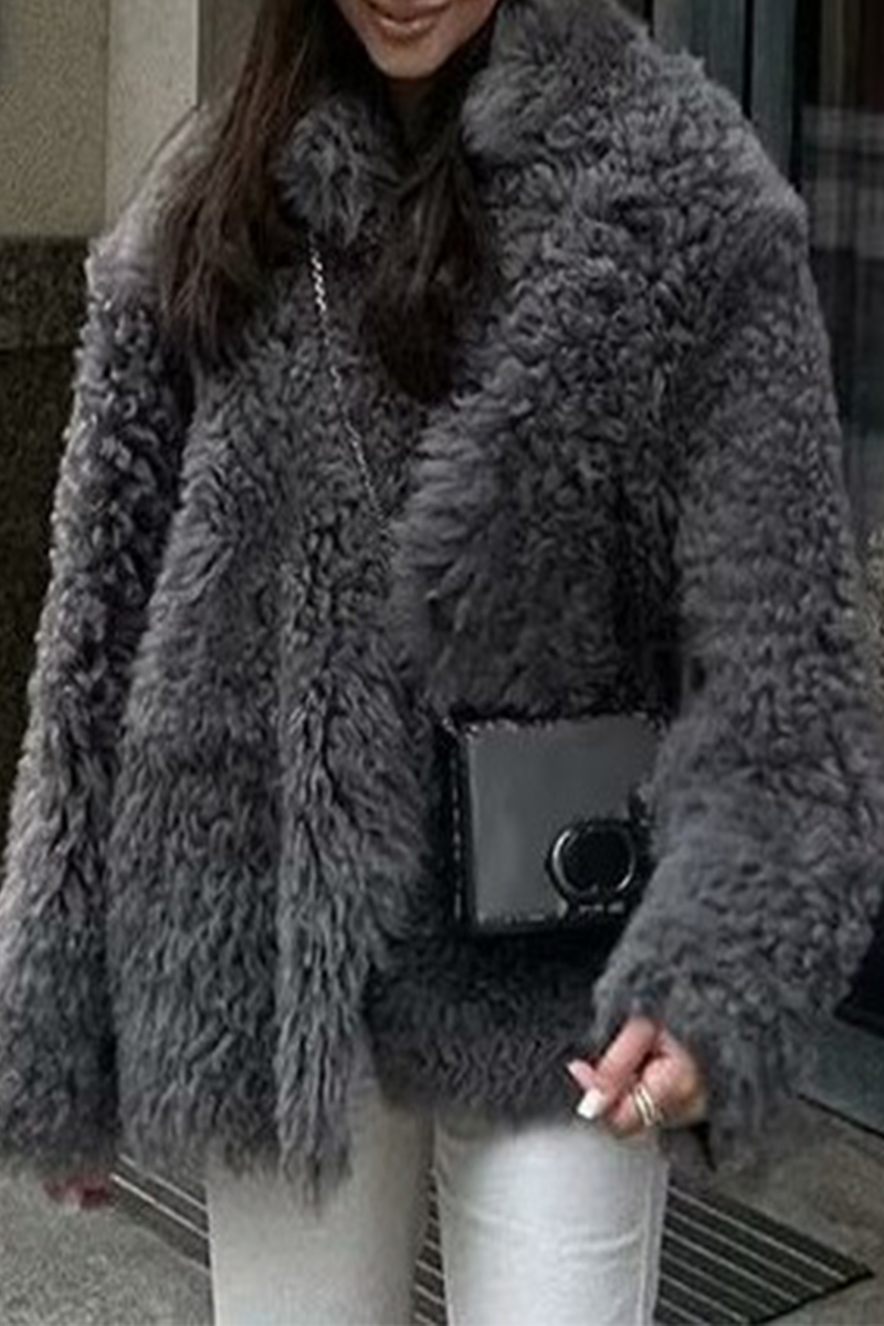 Vêtements d'extérieur décontractés, style streetwear, à boutons, col montant moelleux (3 couleurs)