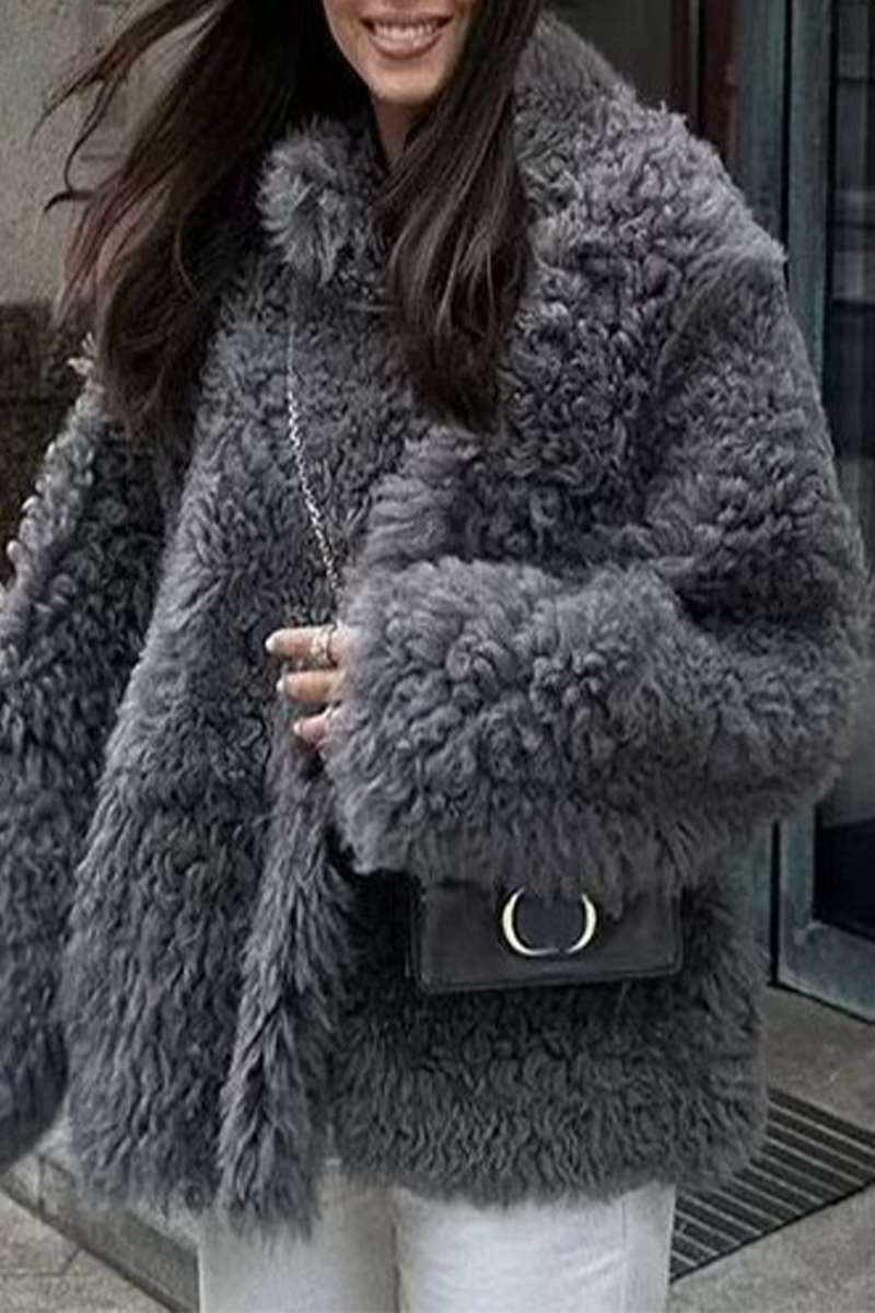 Vêtements d'extérieur décontractés, style streetwear, à boutons, col montant moelleux (3 couleurs)