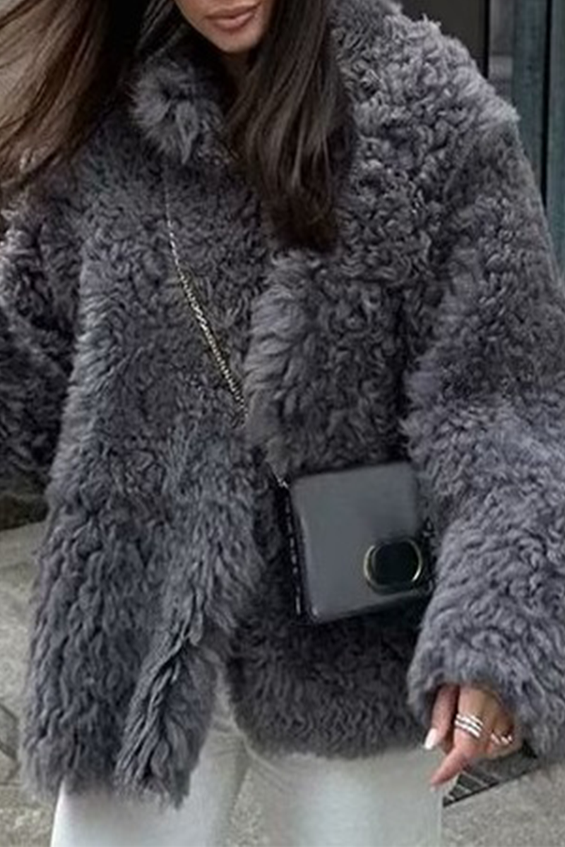 Vêtements d'extérieur décontractés, style streetwear, à boutons, col montant moelleux (3 couleurs)