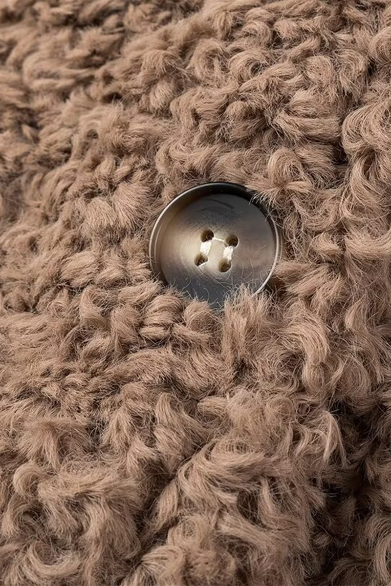 Vêtements d'extérieur décontractés, style streetwear, à boutons, col montant moelleux (3 couleurs)