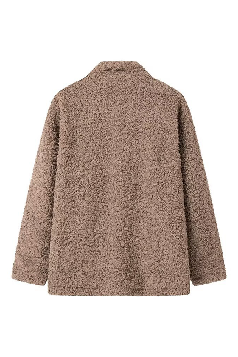 Vêtements d'extérieur décontractés, style streetwear, à boutons, col montant moelleux (3 couleurs)