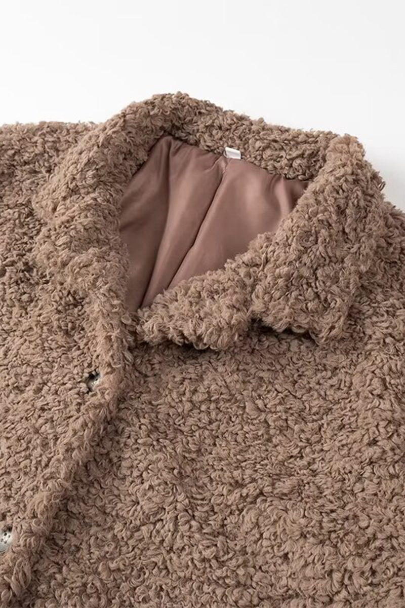 Vêtements d'extérieur décontractés, style streetwear, à boutons, col montant moelleux (3 couleurs)