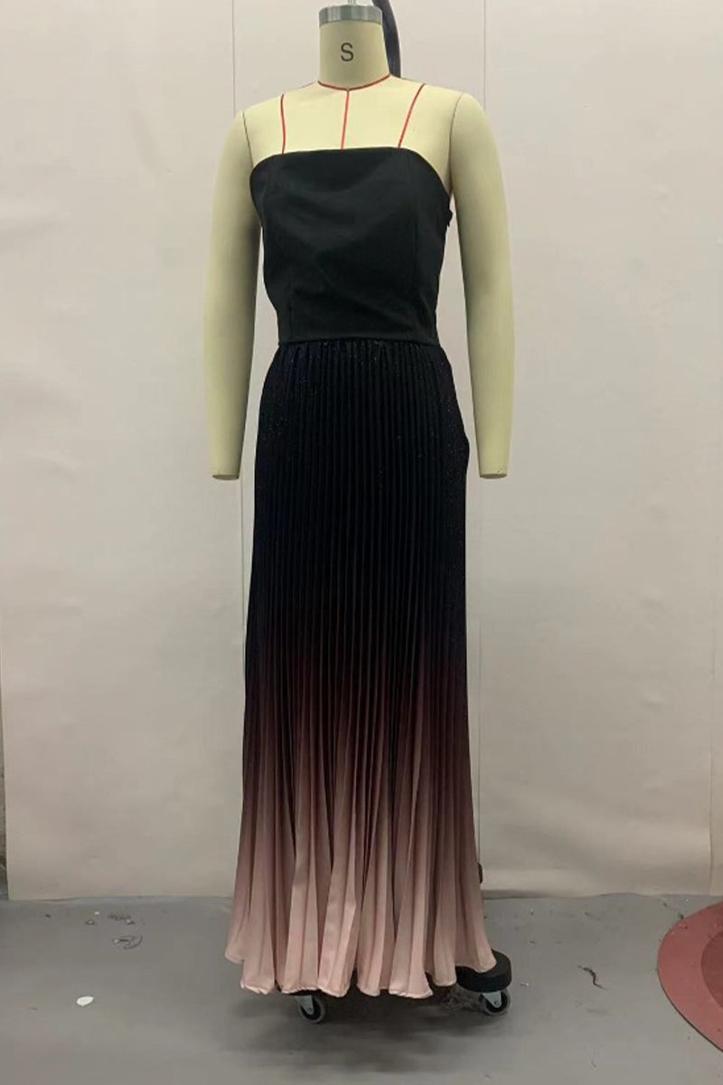 Robes bustiers plissées contrastées à dégradé de couleurs sexy