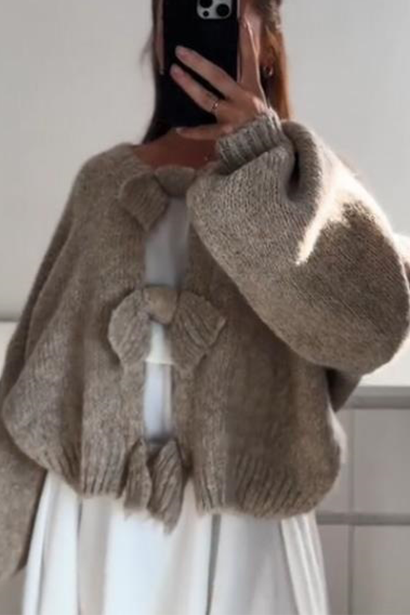 Vêtements d'extérieur décontractés à col en V décorés d'un nœud (4 couleurs)