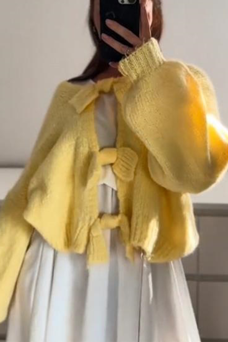 Vêtements d'extérieur décontractés à col en V décorés d'un nœud (4 couleurs)