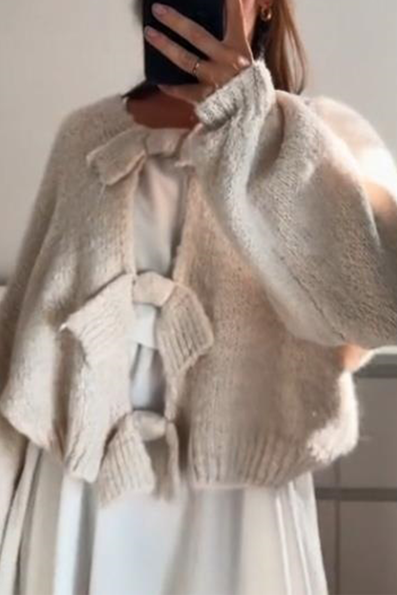 Vêtements d'extérieur décontractés à col en V décorés d'un nœud (4 couleurs)