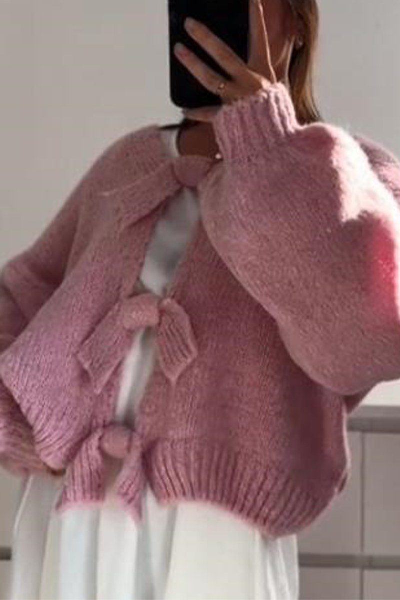 Vêtements d'extérieur décontractés à col en V décorés d'un nœud (4 couleurs)