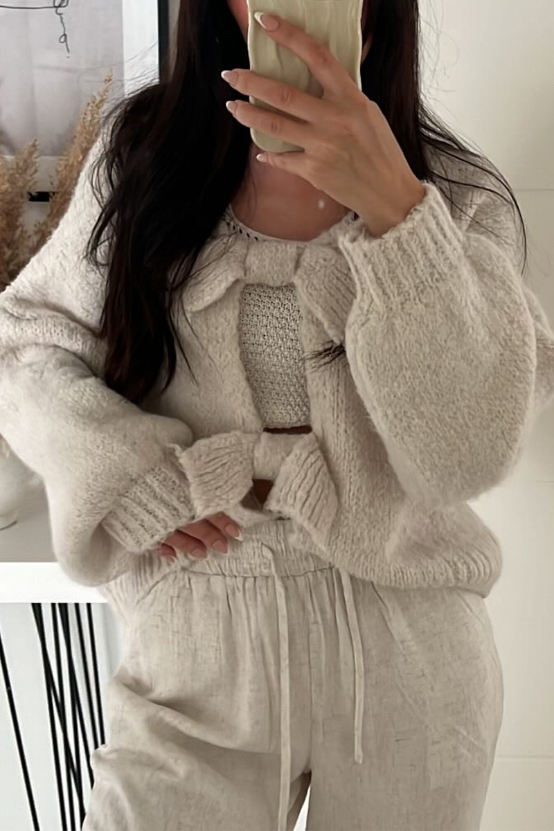 Vêtements d'extérieur décontractés à col en V décorés d'un nœud (4 couleurs)