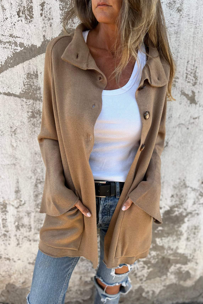 Vêtements d'extérieur décontractés à boutons, col montant (3 couleurs)