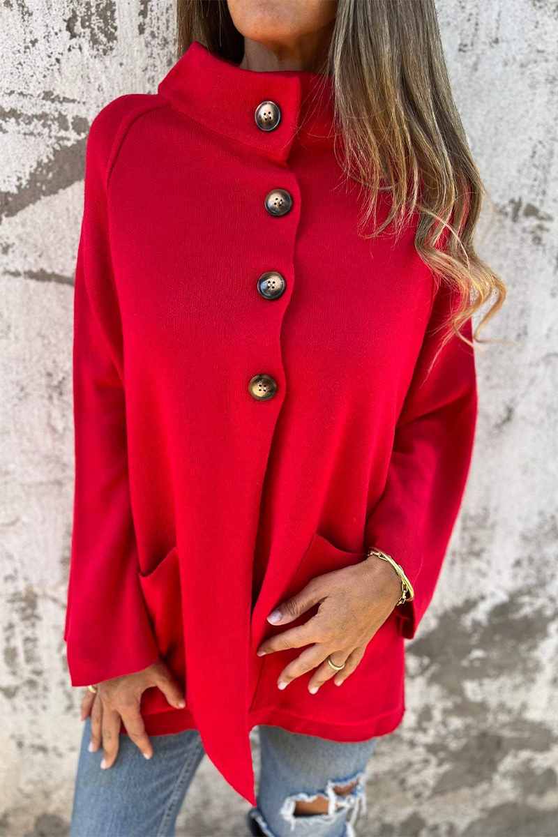 Vêtements d'extérieur décontractés à boutons, col montant (3 couleurs)