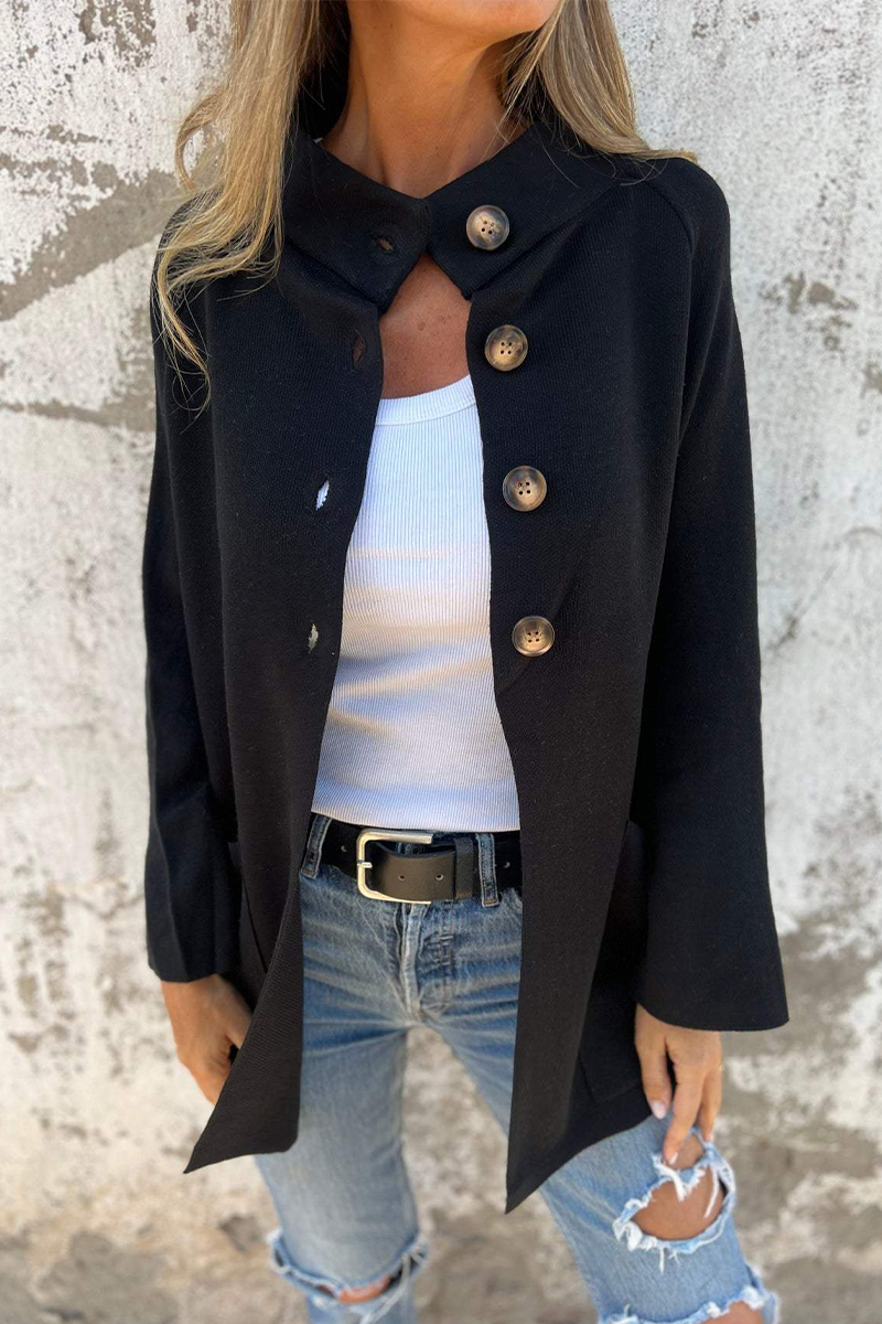 Vêtements d'extérieur décontractés à boutons, col montant (3 couleurs)