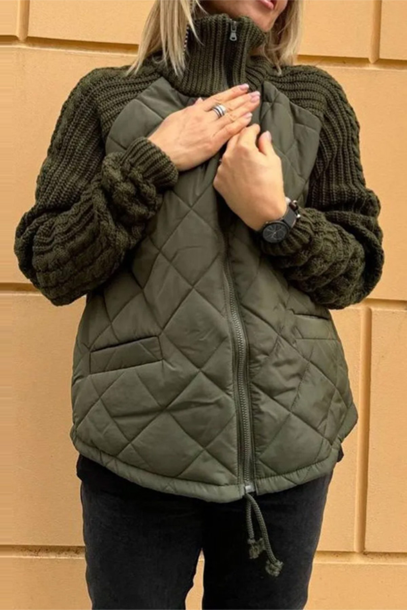 Vêtements d'extérieur décontractés à col mandarin et fermeture éclair, en patchwork (5 couleurs)