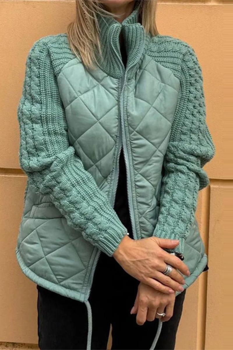 Vêtements d'extérieur décontractés à col mandarin et fermeture éclair, en patchwork (5 couleurs)